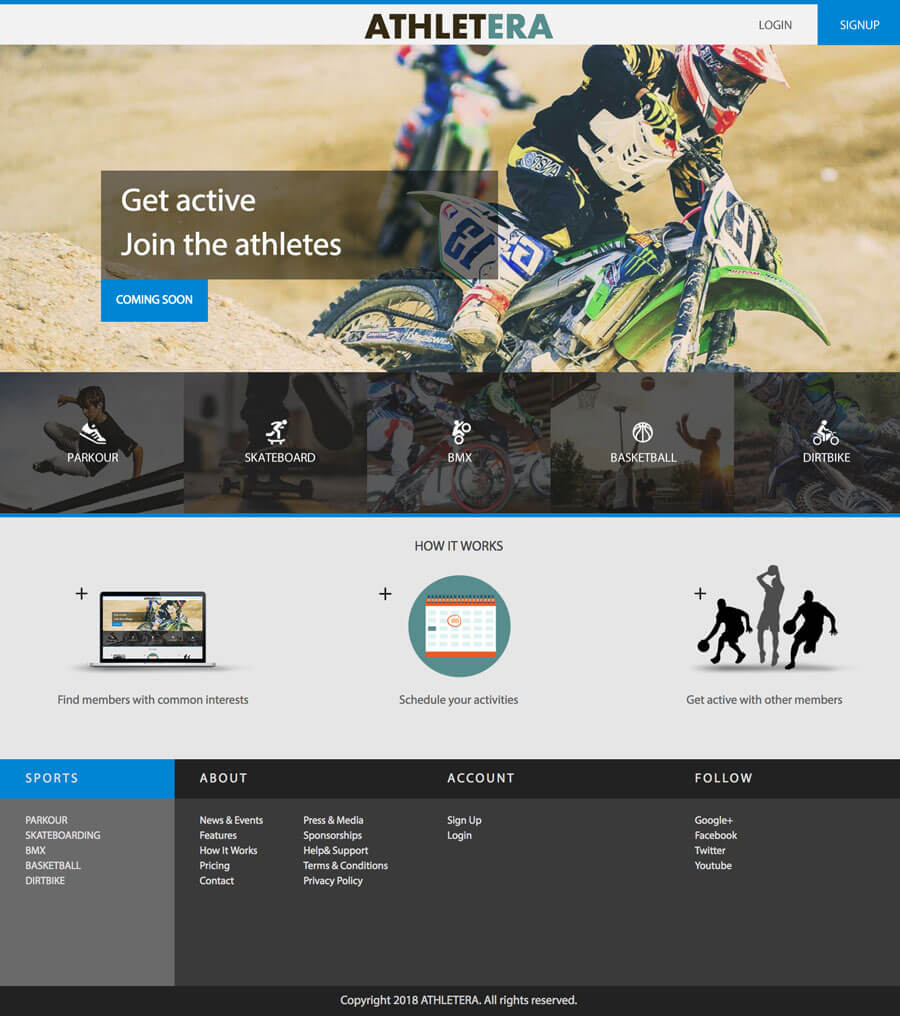 Athletera web design mockup